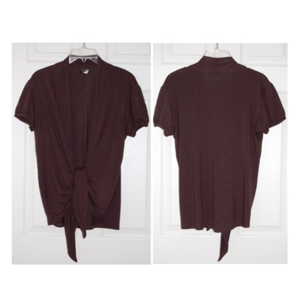 THX Elegant Dark Brown Open Front Rayon Top Women Size XL - Picture 3 of 5